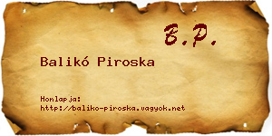 Balikó Piroska névjegykártya